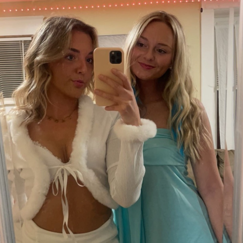 White Fluffy Tie Top